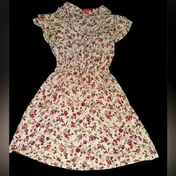 Rainbow Floral Off White Mini Dress - Picture 1 of 4